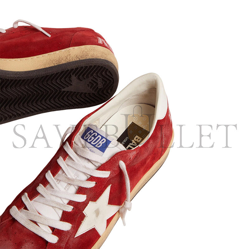 GOLDEN GOOSE MEN'S BALL STAR IN DARK RED SUEDE WITH WHITE STAR AND HEEL TAB GMF00117
